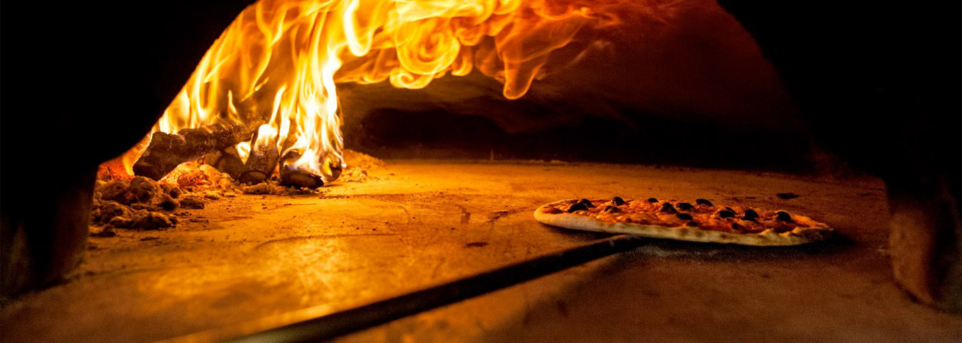 The real pizza cooked in a wood oven